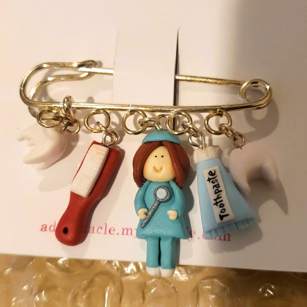 Brooch graduation gift for dentists. Handmade fashion accessory